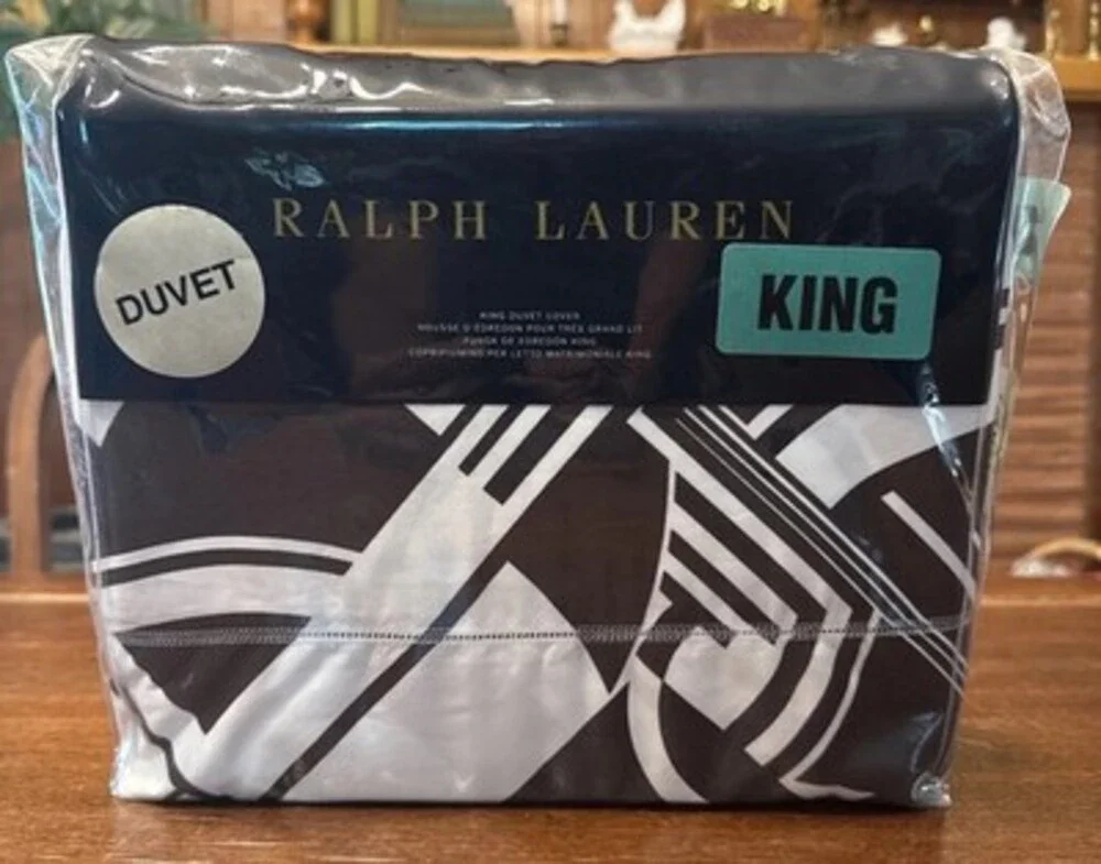 Ralph Lauren King Duvet Cover Ellington Deco 100% Cotton Retired New Old Stock